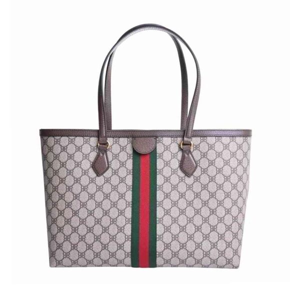 Gucci Balenciaga Collaboration Ophidia GG Supreme Graffiti Tote Bag Beige - Picture 2 of 7
